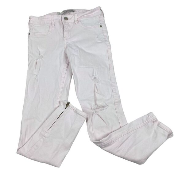 Abercrombie & Fitch Pink Zippered Ankle Skinny Denim Jeans size 2 - Picture 1 of 7